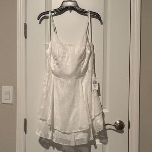 B Darlin White Floral Embroidered Spaghetti Strap Dress